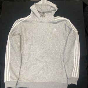 Adidas Heather Gray Hoodie with White Accents